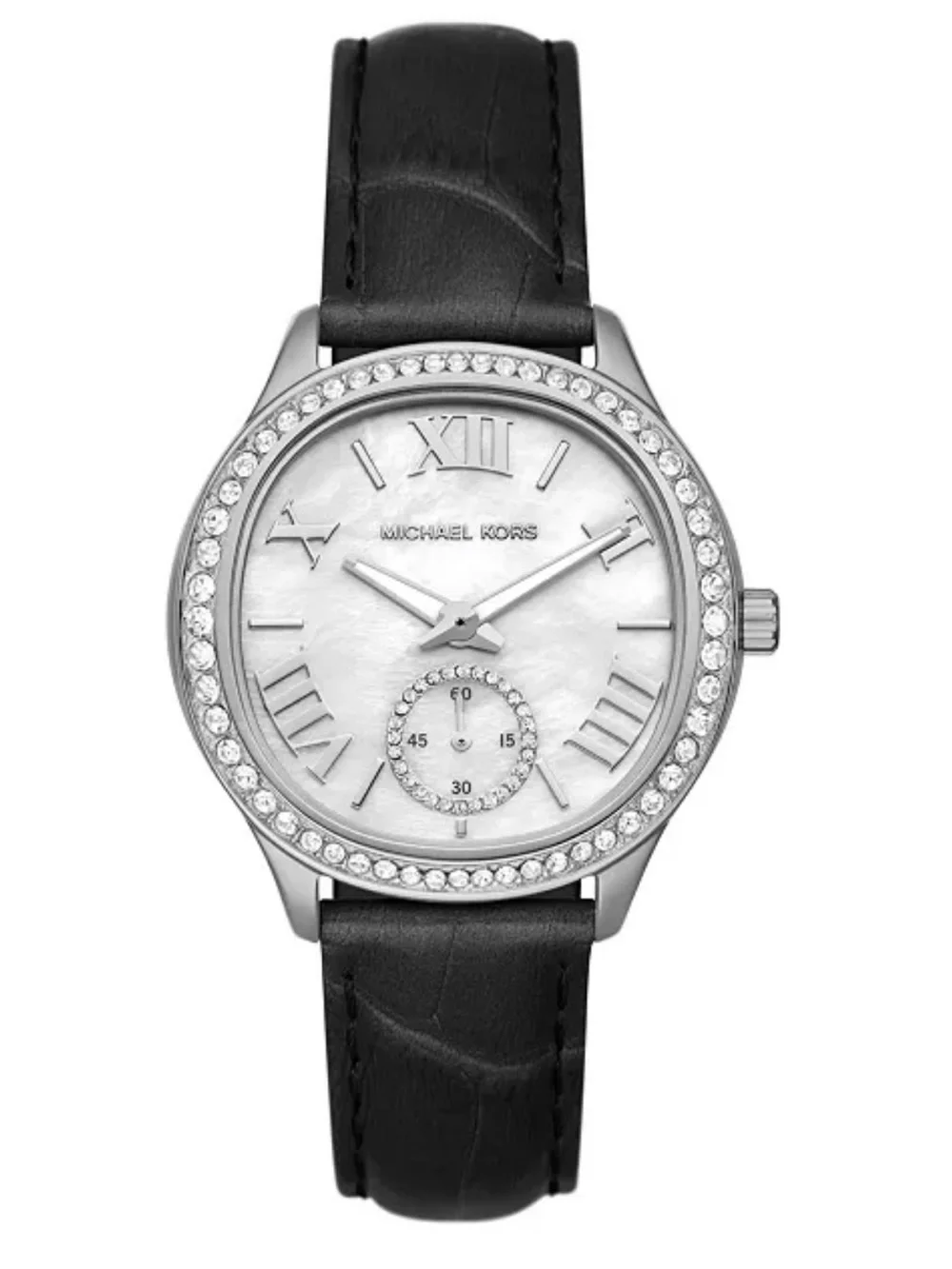 Women's Sage Three-Hand Black Croco Embossed Leather Watch 38mm